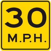 30 MPH Advisory Speed Plaque
