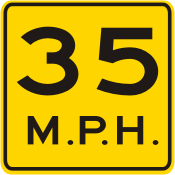 35 MPH Advisory Speed Plaque