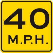 40 MPH Advisory Speed Plaque
