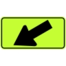 Directional Down Arrow Left Warning Sign - Fluorescent Yellow Green