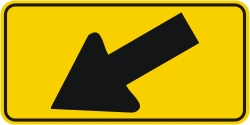 Directional Down Arrow Left Warning Sign