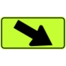 Directional Down Arrow Right Warning Sign - Fluorescent Yellow Green