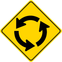 Circular Intersection Symbol Warning Sign