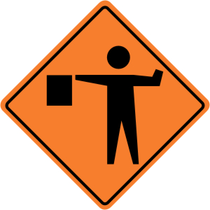 Flagger (Flagman) Ahead Symbol Construction Sign