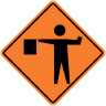 Flagger (Flagman) Ahead Symbol Construction Sign