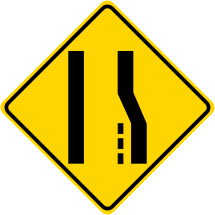 Merge Left Symbol Warning Sign