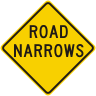 Road Narrows Roadway Warning Sign