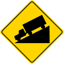 HILL Roadway Symbol Warning Sign