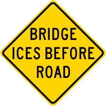 Bridge Ices Before Road Warning Sign